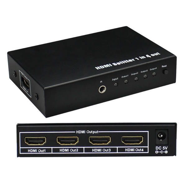 At blokere omvendt vej NTW HDMI 1-in 4-out Splitter allows one HDMI source to be broadcast to  multiple HDMI Display units.